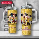 NCAA USC Trojans Mickey And Minnie Couple Custom Stanley Quencher 30oz-40oz Stainless Steel Tumbler Hot And Cold Tumbler