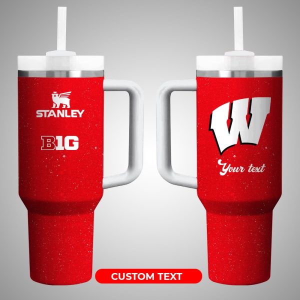 Wisconsin Badgers NCAA Custom Stanley Quencher 30oz-40oz Stainless Steel