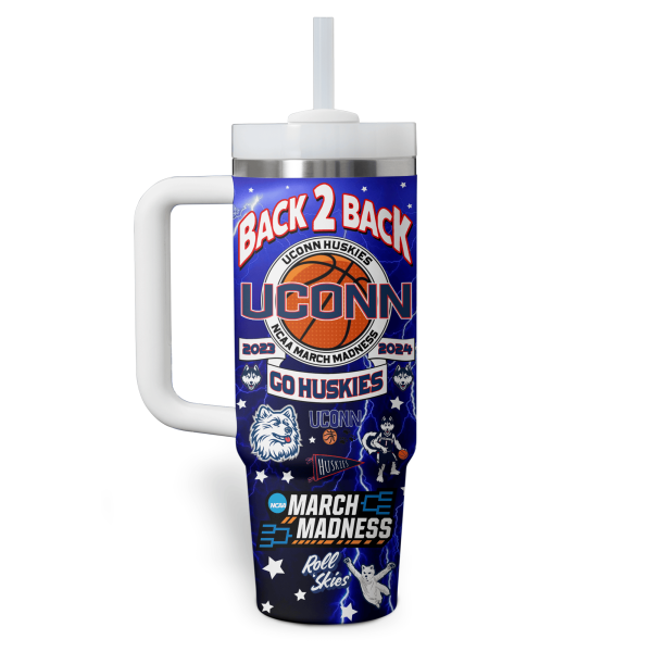 Uconn Huskies Basketball NCAA Custom Stanley Quencher 30oz-40oz Stainless Steel Tumbler Hot And Cold Tumbler - Image 2
