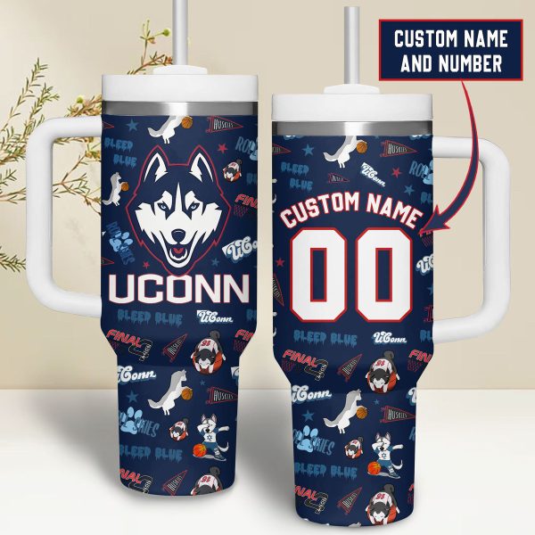 UConn Huskies basketball NCAA Custom Stanley Quencher 30oz-40oz Stainless Steel - Image 2