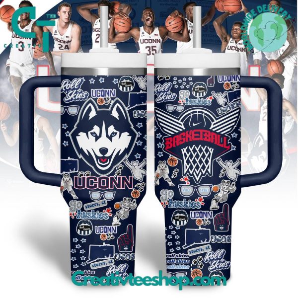 Uconn Huskies Basketball NCAA Custom Stanley Quencher 30oz-40oz Stainless Steel Tumbler Hot And Cold Tumbler