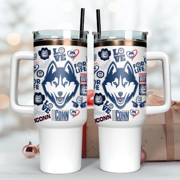 Uconn Huskies NCAA Sport NCAA Basketball Sport Custom Stanley Quencher 30oz-40oz Stainless Steel Tumbler Hot And Cold Tumbler