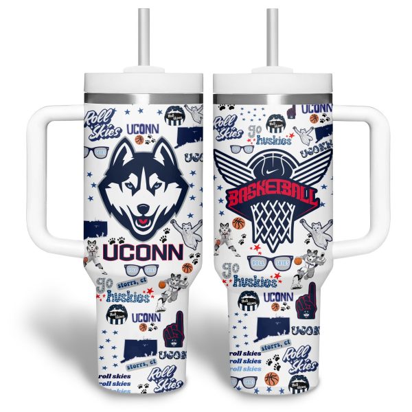 UConn Huskies basketball NCAA Custom Stanley Quencher 30oz-40oz Stainless Steel Tumbler Hot And Cold Tumbler