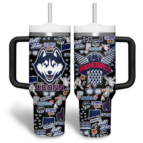 UConn Huskies basketball NCAA Custom Stanley Quencher 30oz-40oz Stainless Steel Tumbler Hot And Cold Tumbler - Image 2