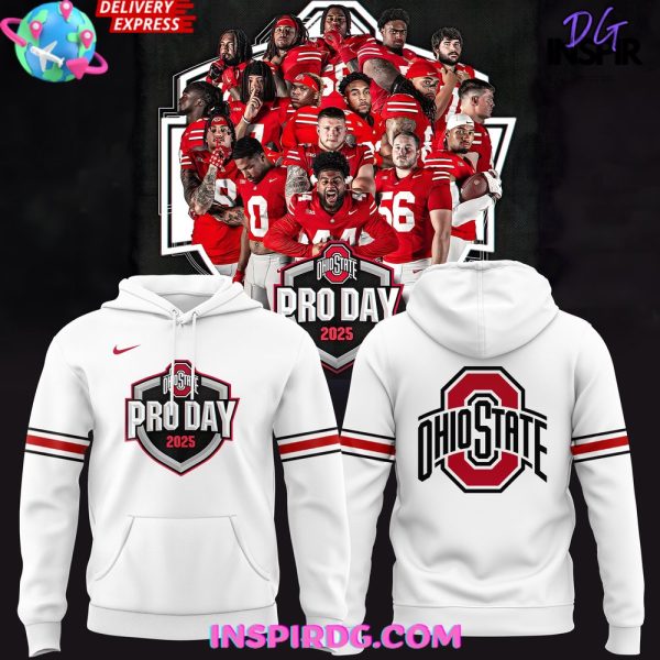 Ohio State Buckeyes Pro Day 2025 White Hoodie
