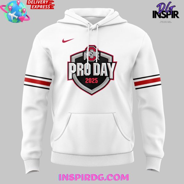 Ohio State Buckeyes Pro Day 2025 White Hoodie - Image 2