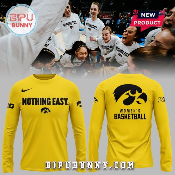 New Iowa Hawkeyes Nothing Easy Yellow Hoodie - Image 3