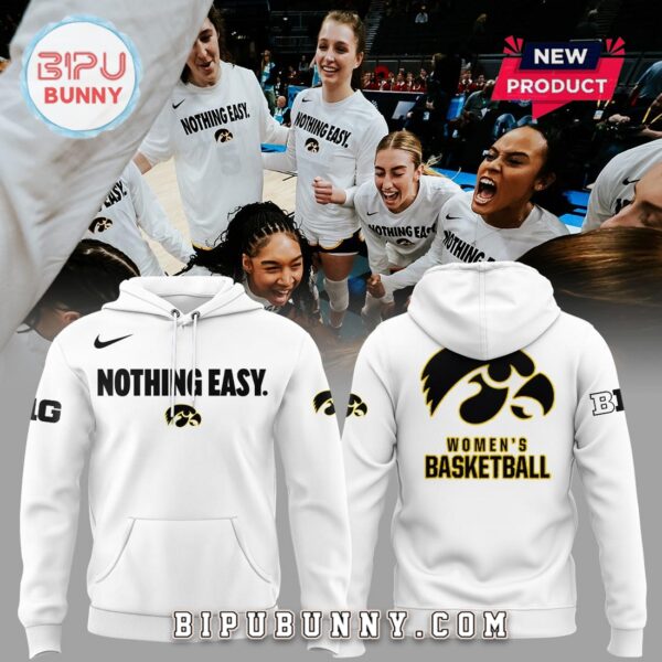 New Iowa Hawkeyes Nothing Easy White Hoodie - Image 2