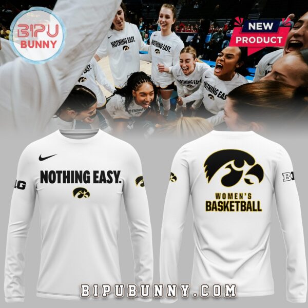 New Iowa Hawkeyes Nothing Easy White Hoodie - Image 3