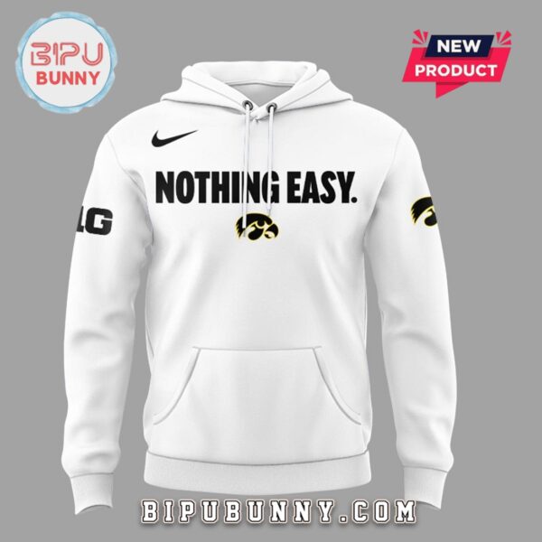 New Iowa Hawkeyes Nothing Easy White Hoodie - Image 4