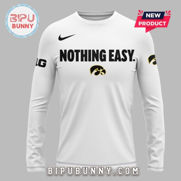 New Iowa Hawkeyes Nothing Easy White Hoodie - Image 8