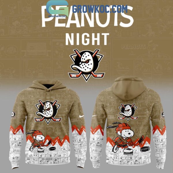 Anaheim Ducks 75th Anniversary Of Peanuts Snoopy Hoodie T Shirt