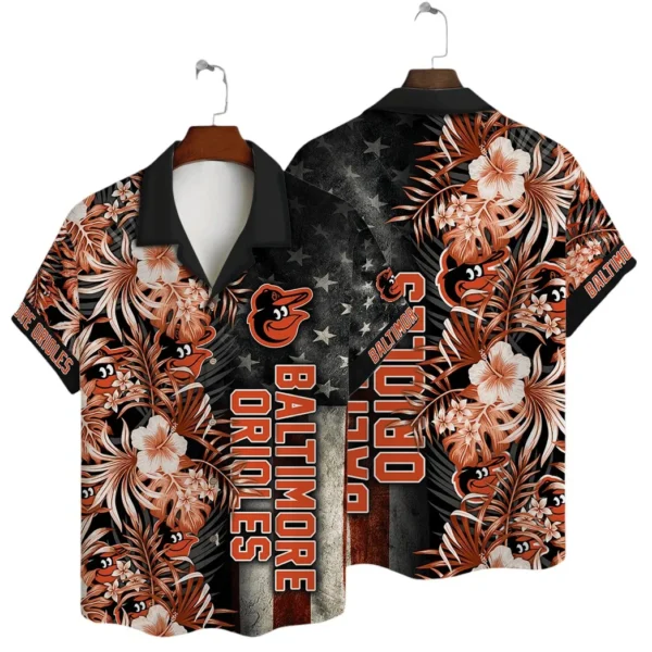 Baltimore Orioles Patriotic Flora Aloha Hawaiian Shirt for Men And Women
