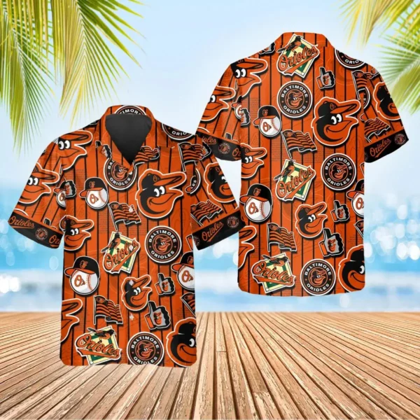 Baltimore Orioles Pinstripe Icons Aloha Hawaiian Shirt for Men And Women