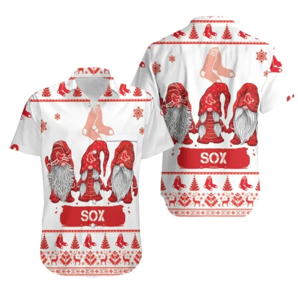 Boston Red Sox Christmas Gnomes Festive Aloha Hawaiian Shirt for Men And Women