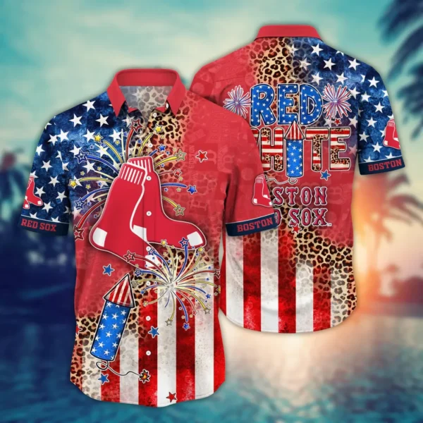 Boston Red Sox Leopard StarsAnd Stripes Celebration Aloha Hawaiian Shirt for Men And Women