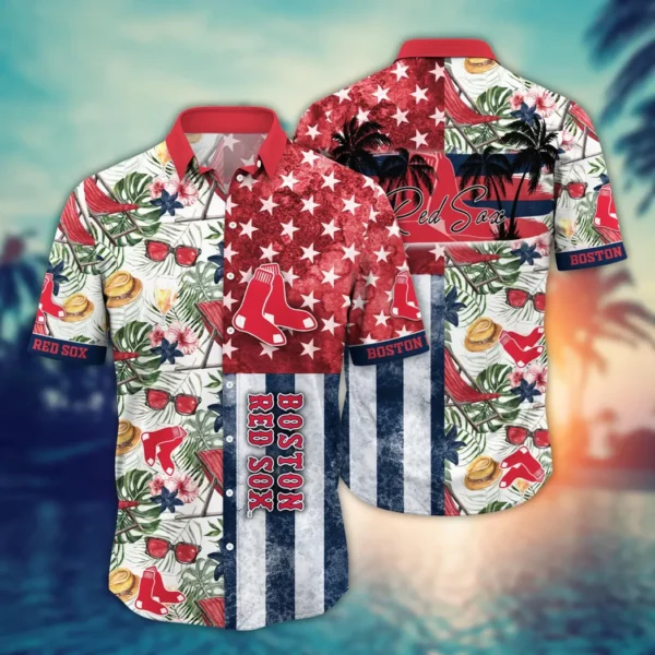 Boston Red Sox Summer Patchwork Tropical Aloha Hawaiian Shirt for Men And Women