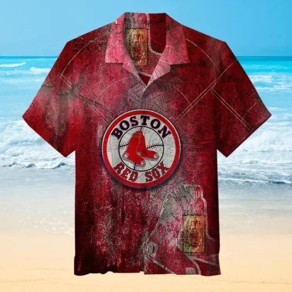 Boston Red Sox Vintage Map Graphic Aloha Hawaiian Shirt for Men And Women