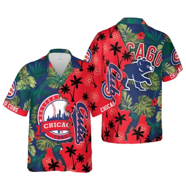 Chicago Cubs Tropical Palms Split Aloha Hawaiian Shirt for Men And Women
