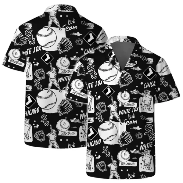 Chicago White Sox Logo Legend Team Baseball Pattern Aloha Hawaiian Shirt for Men And Women