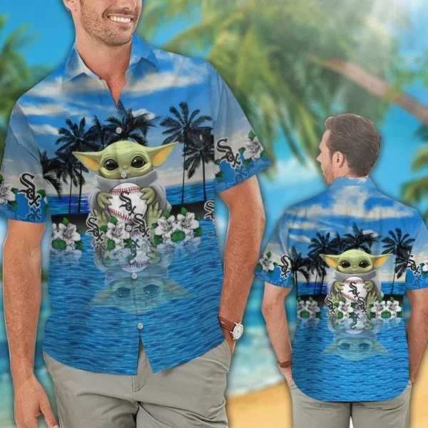 Chicago White Sox MLB Baby Yoda Team Logo Blue Aloha Hawaiian Shirt for Men And Women