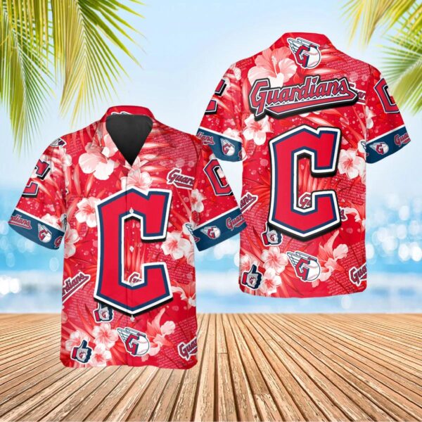 Cleveland Guardians Hibiscus Emblem Aloha Hawaiian Shirt for Men And Women