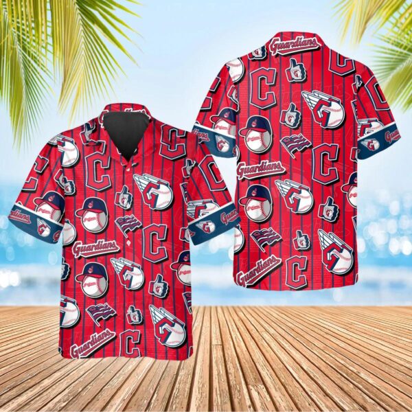 Cleveland Guardians Logo Collage Aloha Hawaiian Shirt for Men And Women