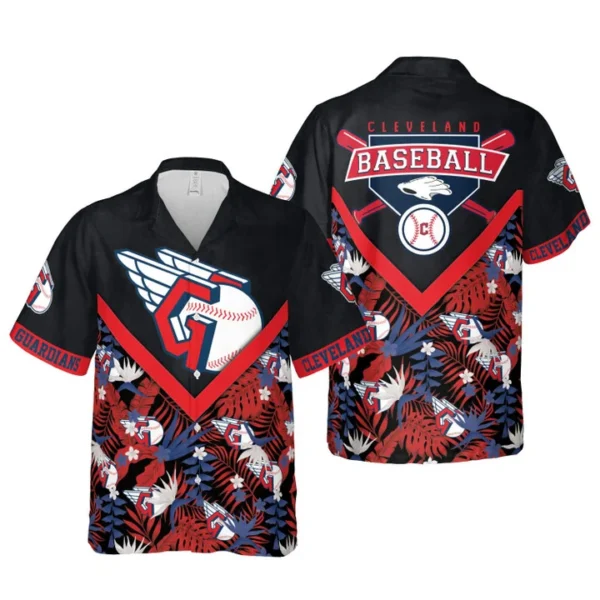 Cleveland Guardians Tropical Logo Collage Aloha Hawaiian Shirt for Men And Women