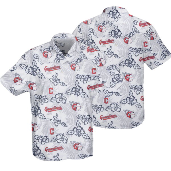 Cleveland Guardians White Hibiscus Aloha Hawaiian Shirt for Men And Women