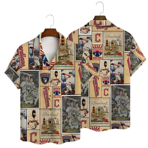 Cleveland Guardians Vintage Collage Aloha Hawaiian Shirt for Men And Women