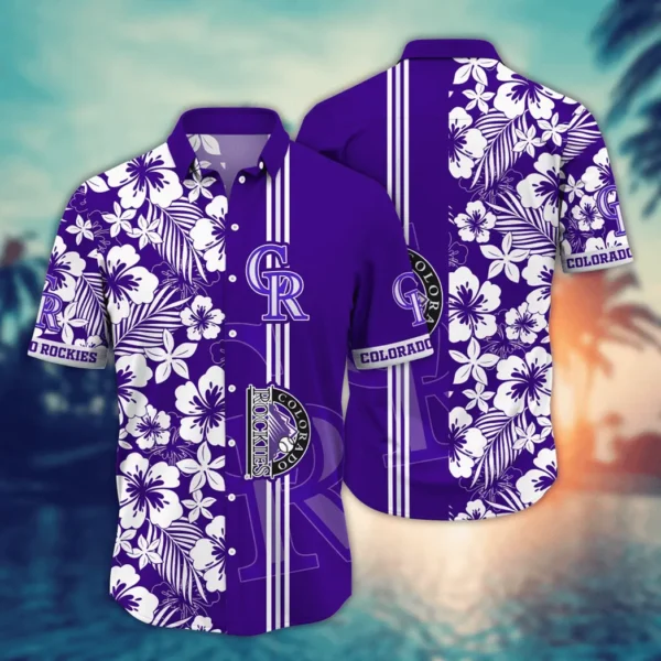 Colorado Rockies Hibiscus Stripe Aloha Hawaiian Shirt for Men And Women