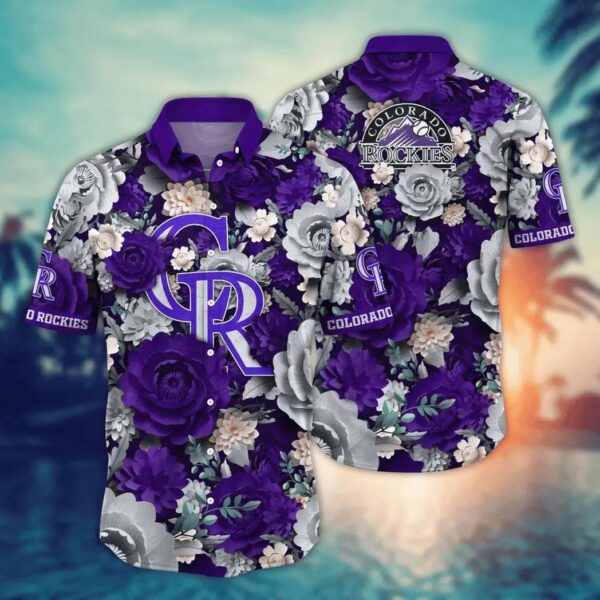 Colorado Rockies Purple Bloom Aloha Hawaiian Shirt for Men And Women