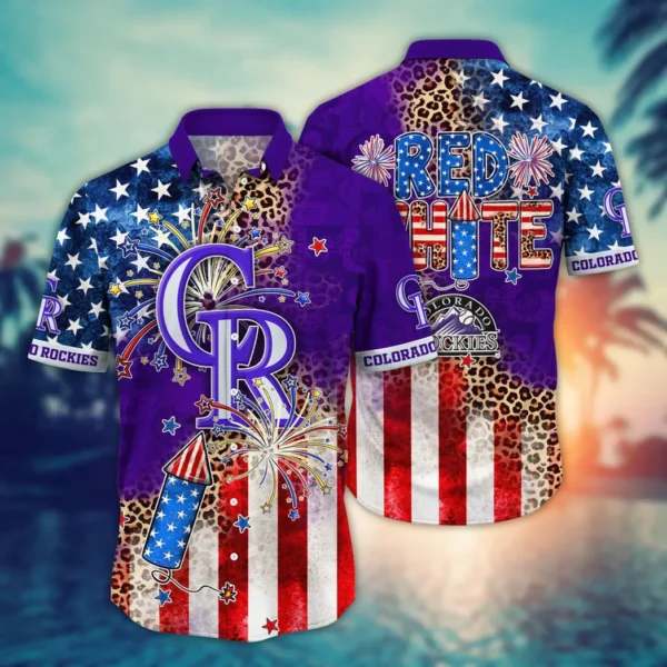 Colorado Rockies Star-Spangled Fireworks Aloha Hawaiian Shirt for Men And Women
