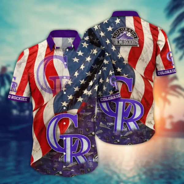 Colorado Rockies Stars and Stripes Aloha Hawaiian Shirt for Men And Women