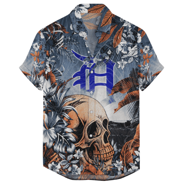 Detroit Tigers Coastal Skull Aloha Hawaiian Shirt for Men And Women