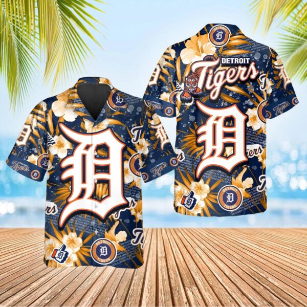 Detroit Tigers Iconic LogoAnd Hibiscus Aloha Hawaiian Shirt for Men And Women