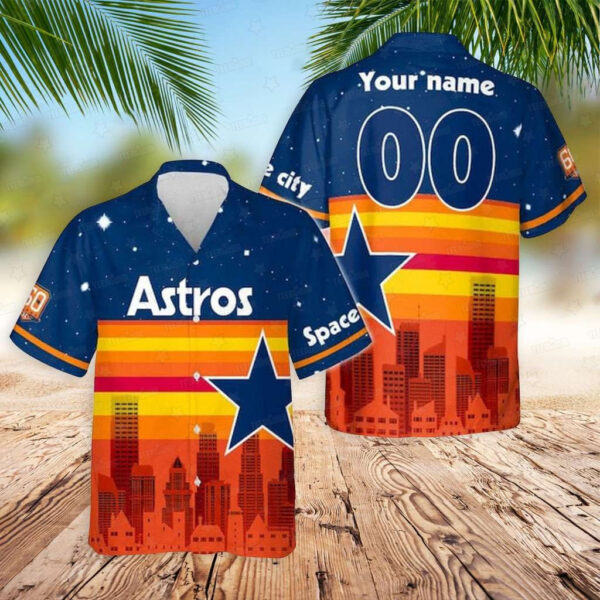 Houston Astros Sunset Skyline Aloha Hawaiian Shirt for Men And Women