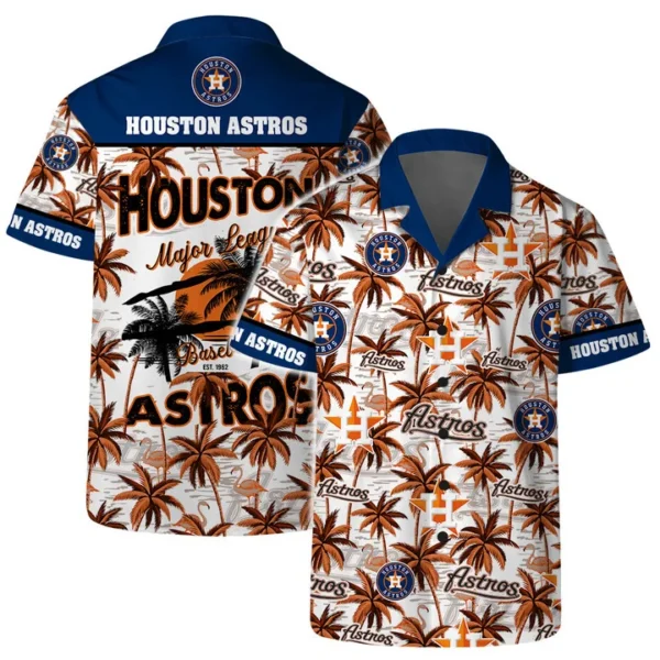 Houston Astros Tropical Palm Sunset Aloha Hawaiian Shirt for Men And Women