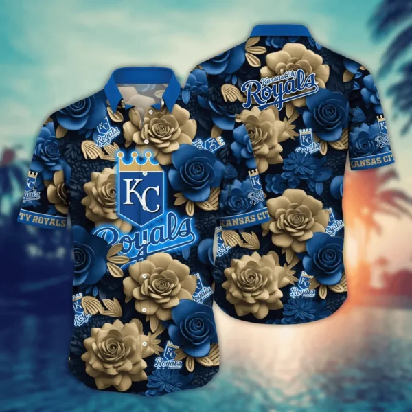 Kansas City Royals Bold Blue Rose Aloha Hawaiian Shirt for Men And Women