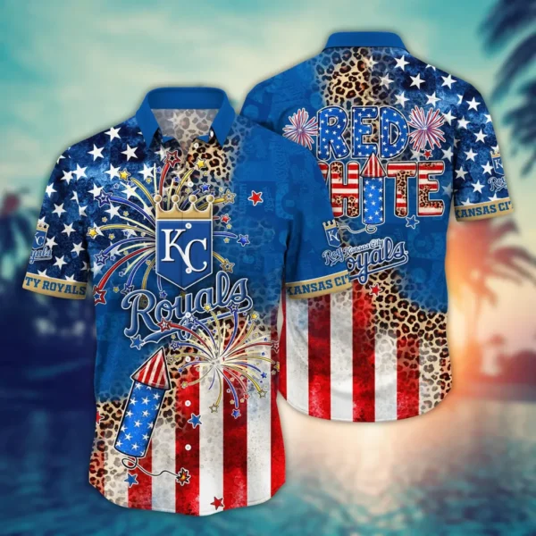 Kansas City Royals FireworksAnd Stars Aloha Hawaiian Shirt for Men And Women