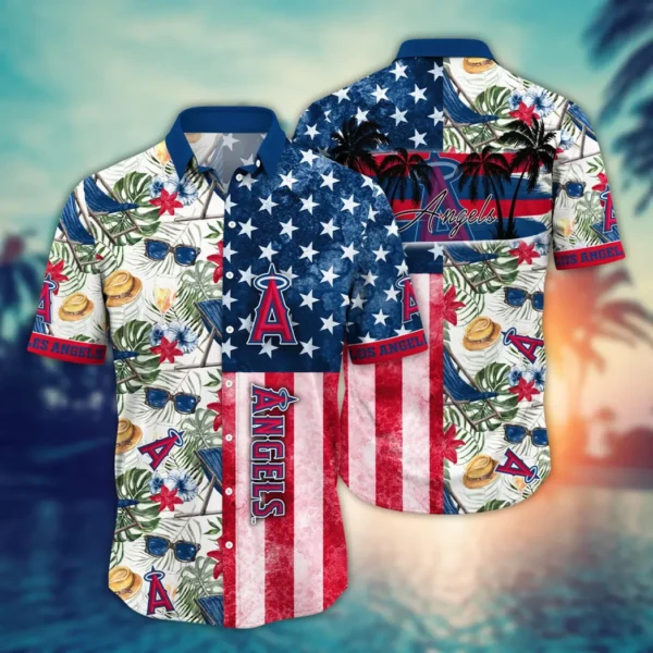 Los Angeles Angels StarsAnd Palms Aloha Hawaiian Shirt for Men And Women