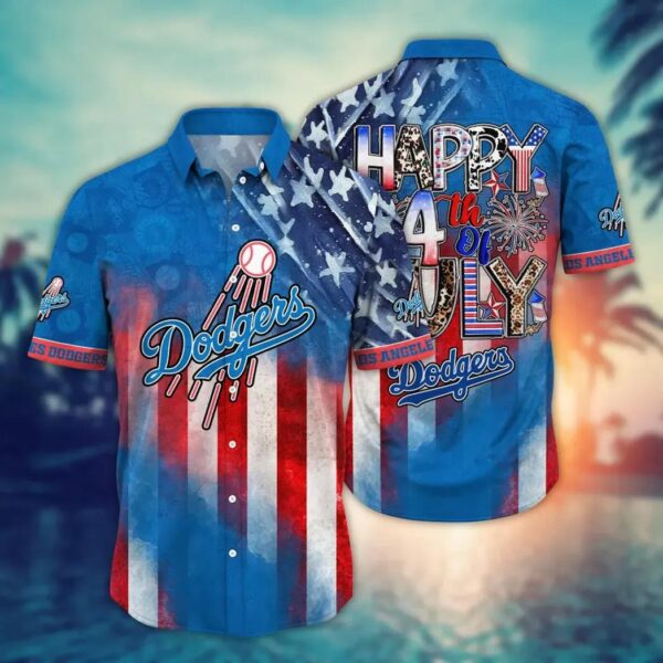 Los Angeles Dodgers Happy 4th of July Aloha Hawaiian Shirt for Men And Women