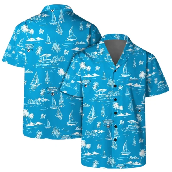 Miami Marlins Sailboat Paradise Aloha Hawaiian Shirt for Men And Women