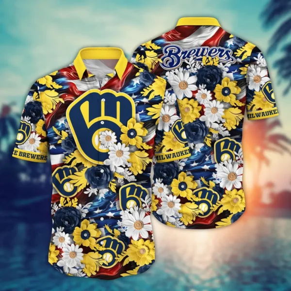 Milwaukee Brewers Firework Garden Aloha Hawaiian Shirt for Men And Women