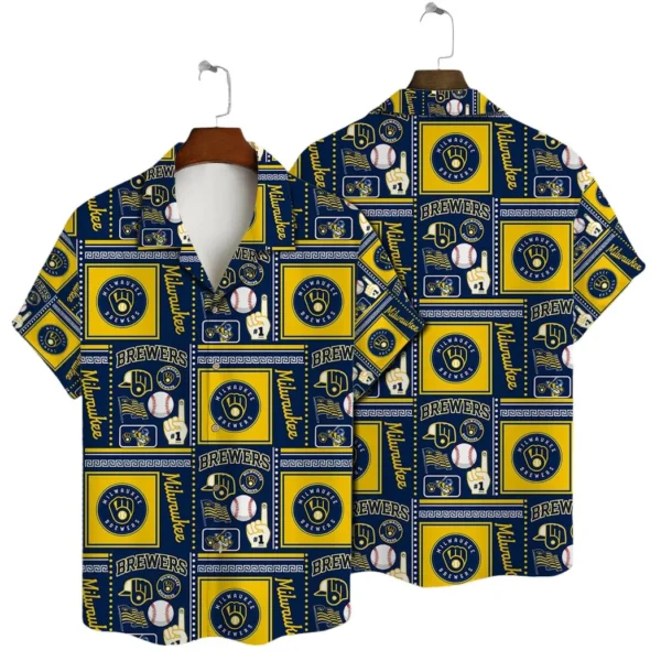 Milwaukee Brewers Retro Patchwork Aloha Hawaiian Shirt for Men And Women