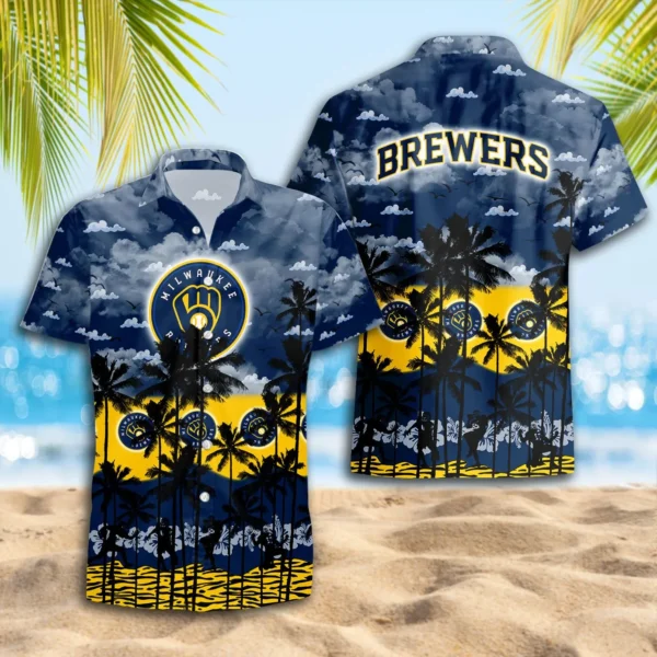 Milwaukee Brewers Sunset Palms Aloha Hawaiian Shirt for Men And Women