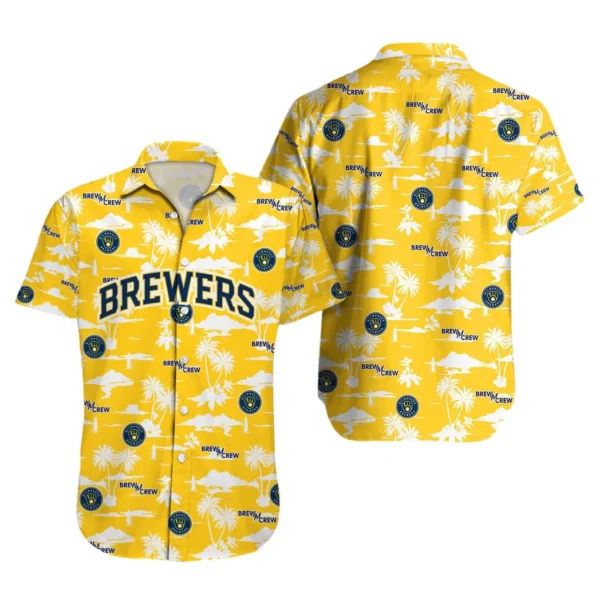 Milwaukee Brewers Yellow Palm Tree Aloha Hawaiian Shirt for Men And Women