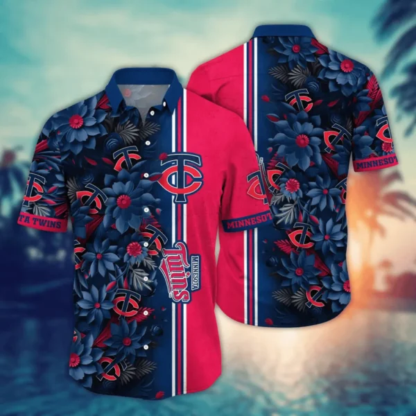 Minnesota Twins Floral Stripe Aloha Hawaiian Shirt for Men And Women
