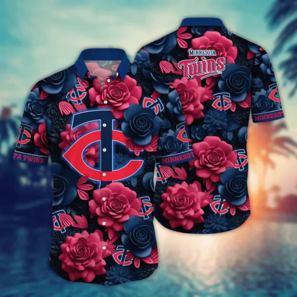 Minnesota Twins Midnight Bloom Aloha Hawaiian Shirt for Men And Women