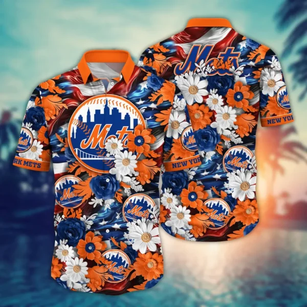 New York Mets BaseballAnd Blooms Aloha Hawaiian Shirt for Men And Women